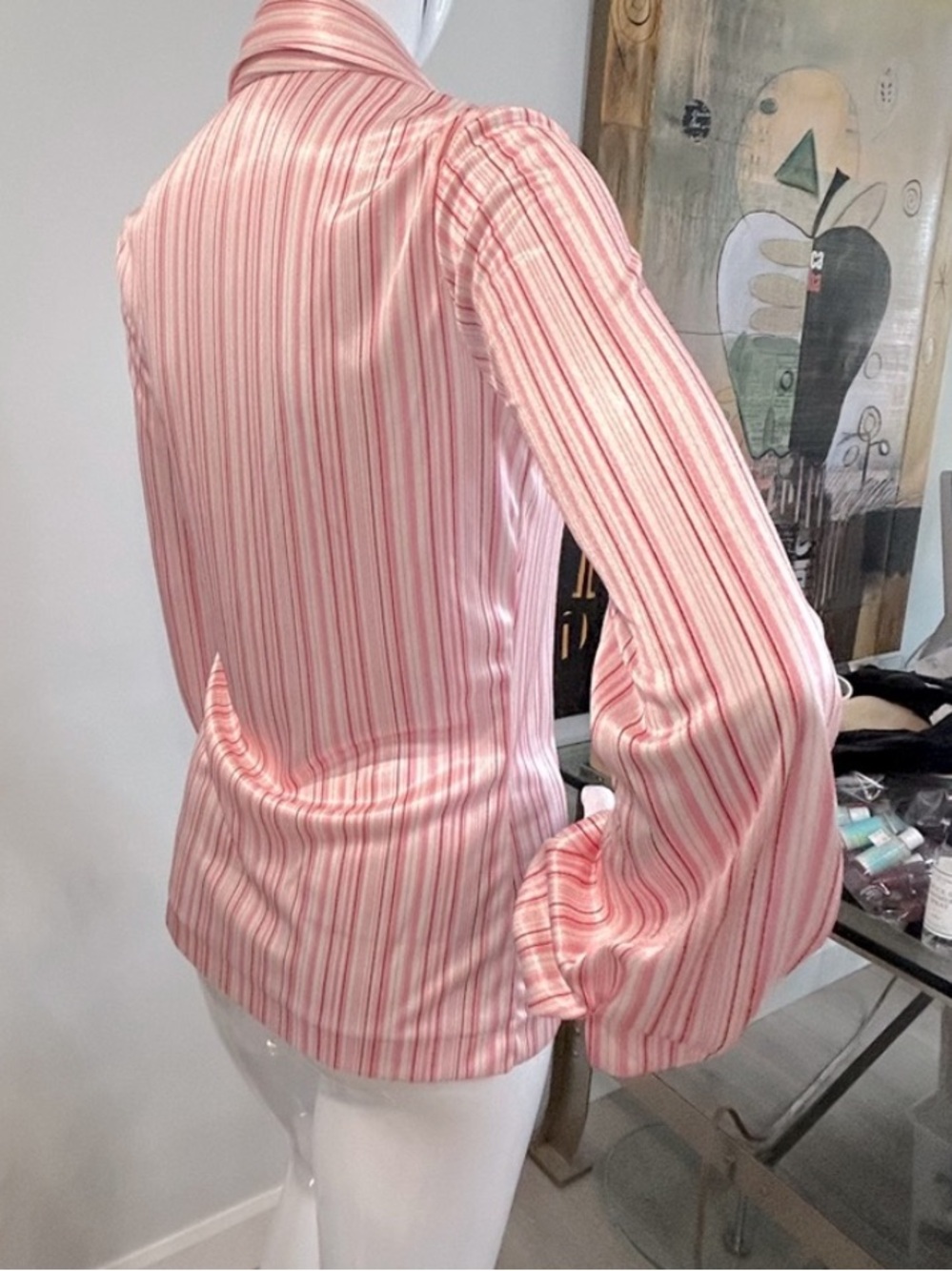 Vintage 70s Candy Cane Striped Tie Blouse Size Small - Picture 10 of 15